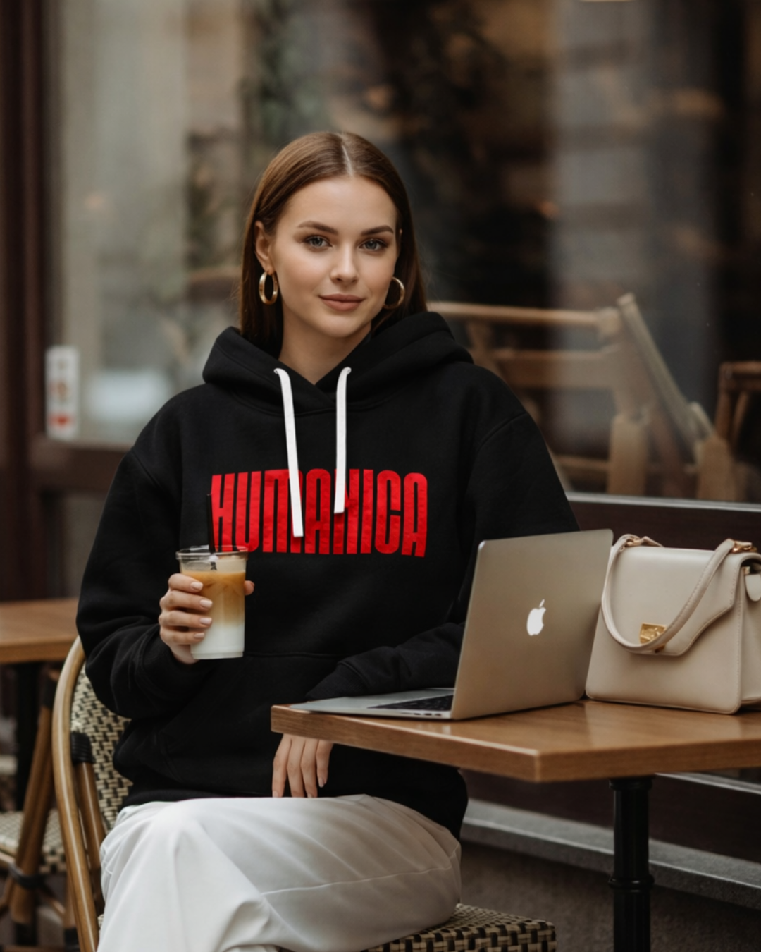 Humanica Dark Black Unisex Premium Cotton Hoodie