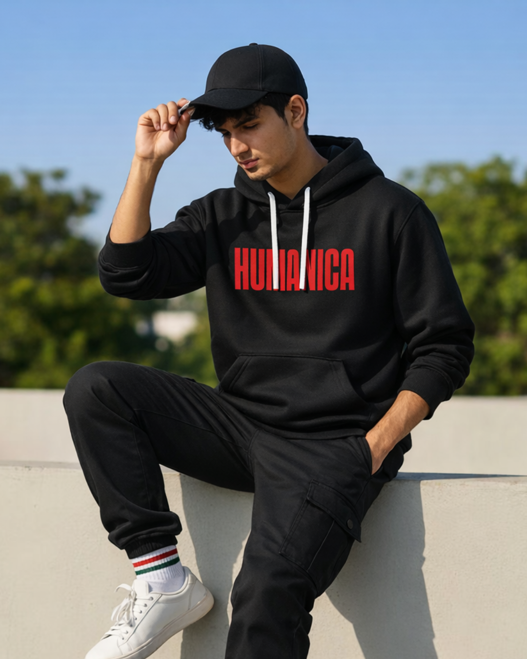 Humanica Dark Black Unisex Premium Cotton Hoodie