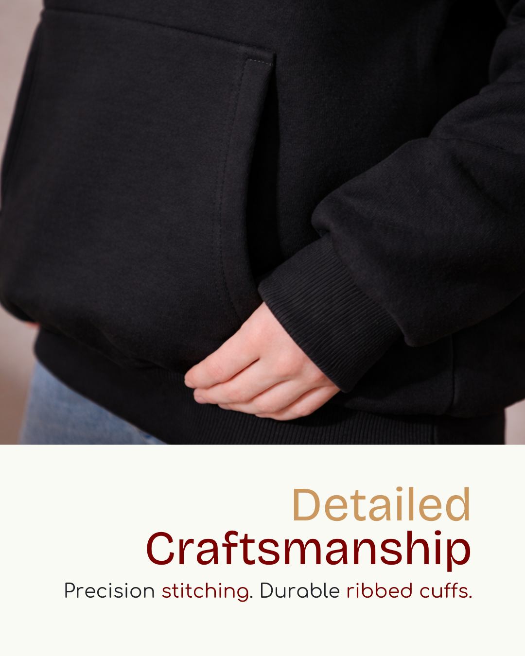 Humanica Dark Black Unisex Premium Cotton Hoodie