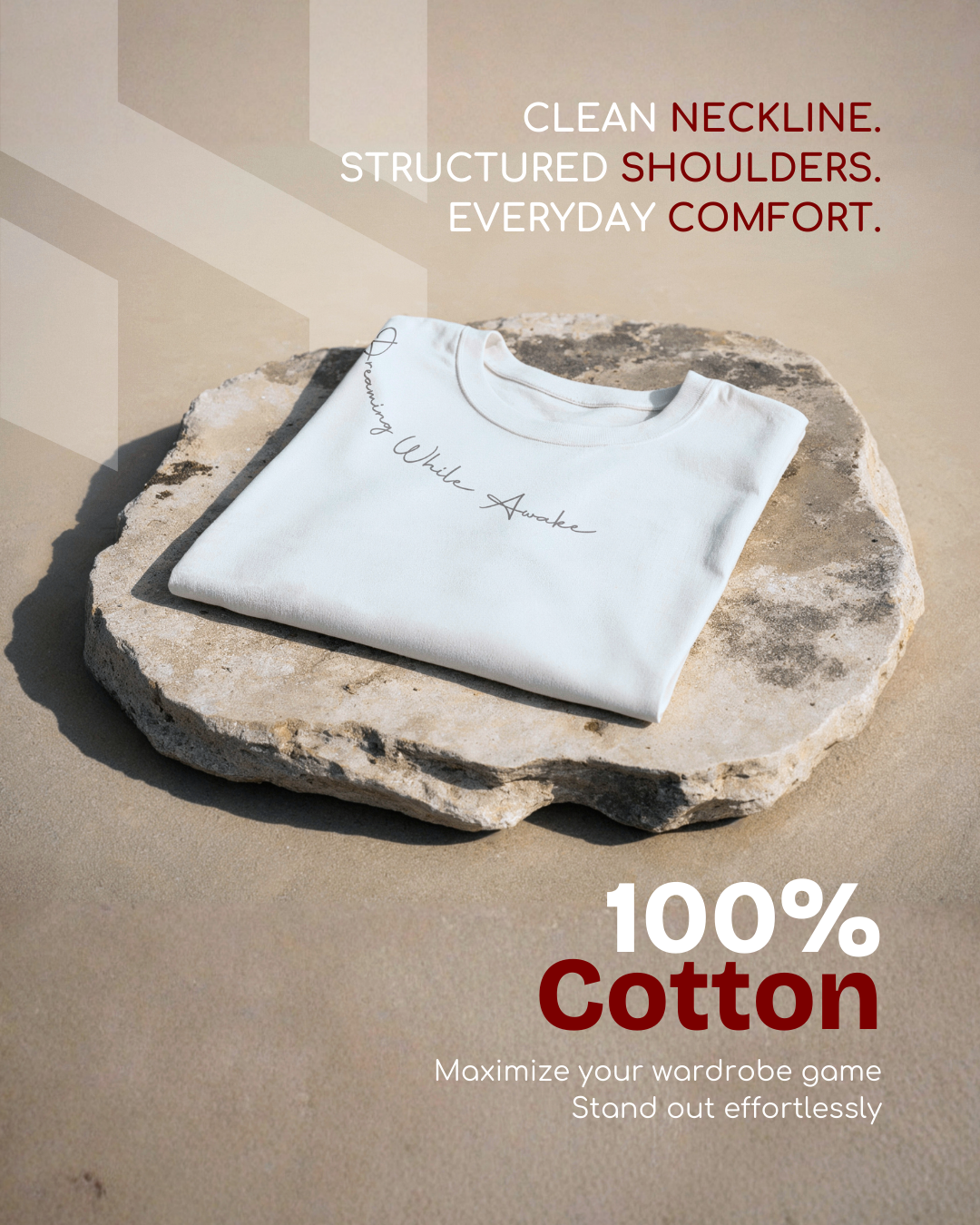 Humanica Milk White Relaxed Fit Premium Cotton T Shirt