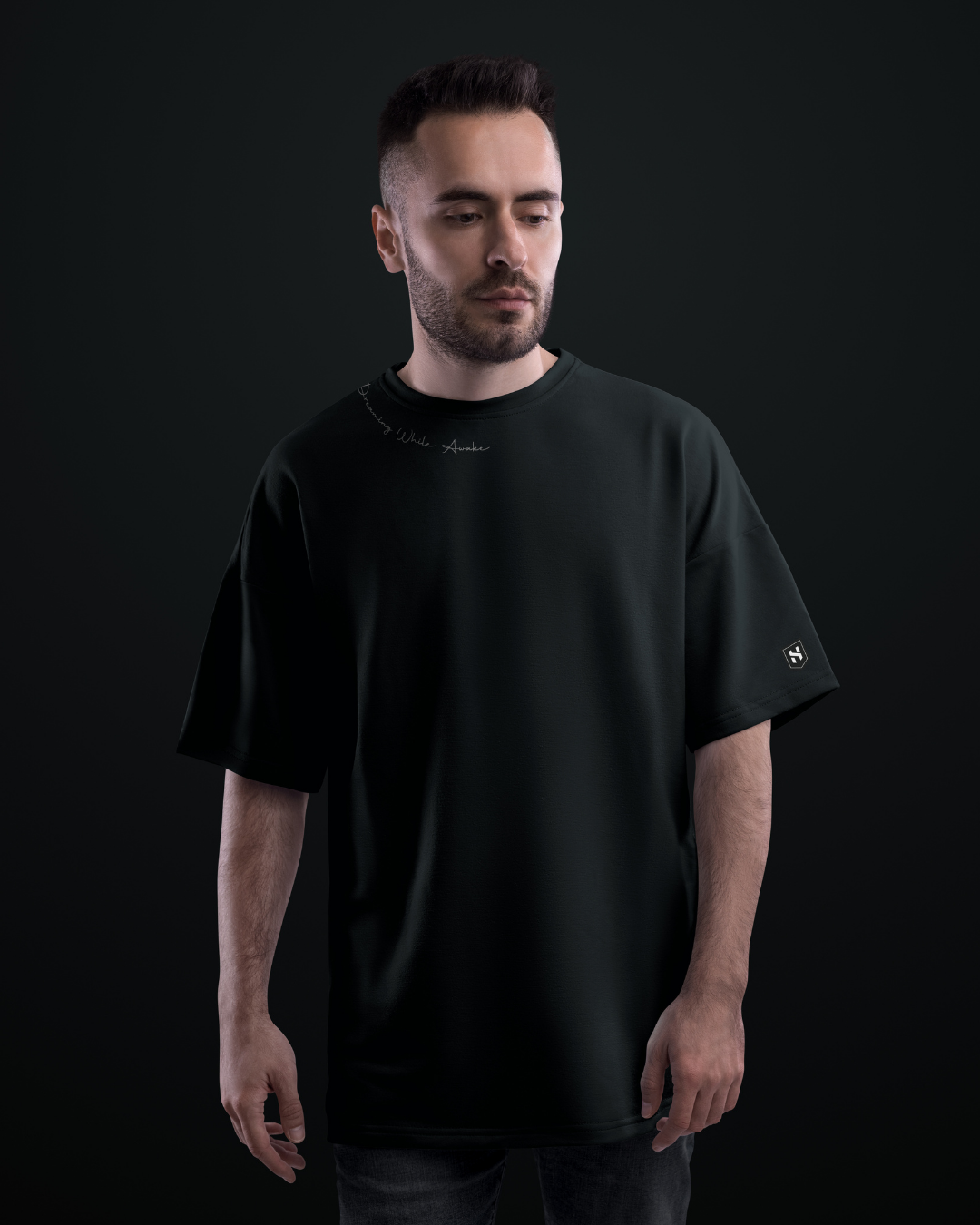 Humanica Charcoal Black Relaxed Fit Premium Cotton T-Shirt