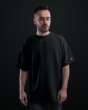 Humanica Charcoal Black Relaxed Fit Premium Cotton T-Shirt