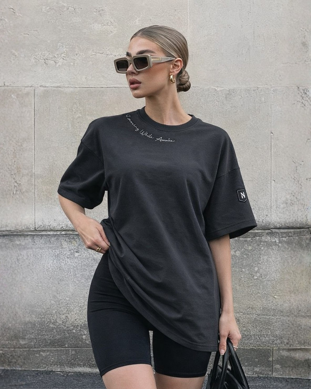 Humanica Charcoal Black Relaxed Fit Premium Cotton T-Shirt