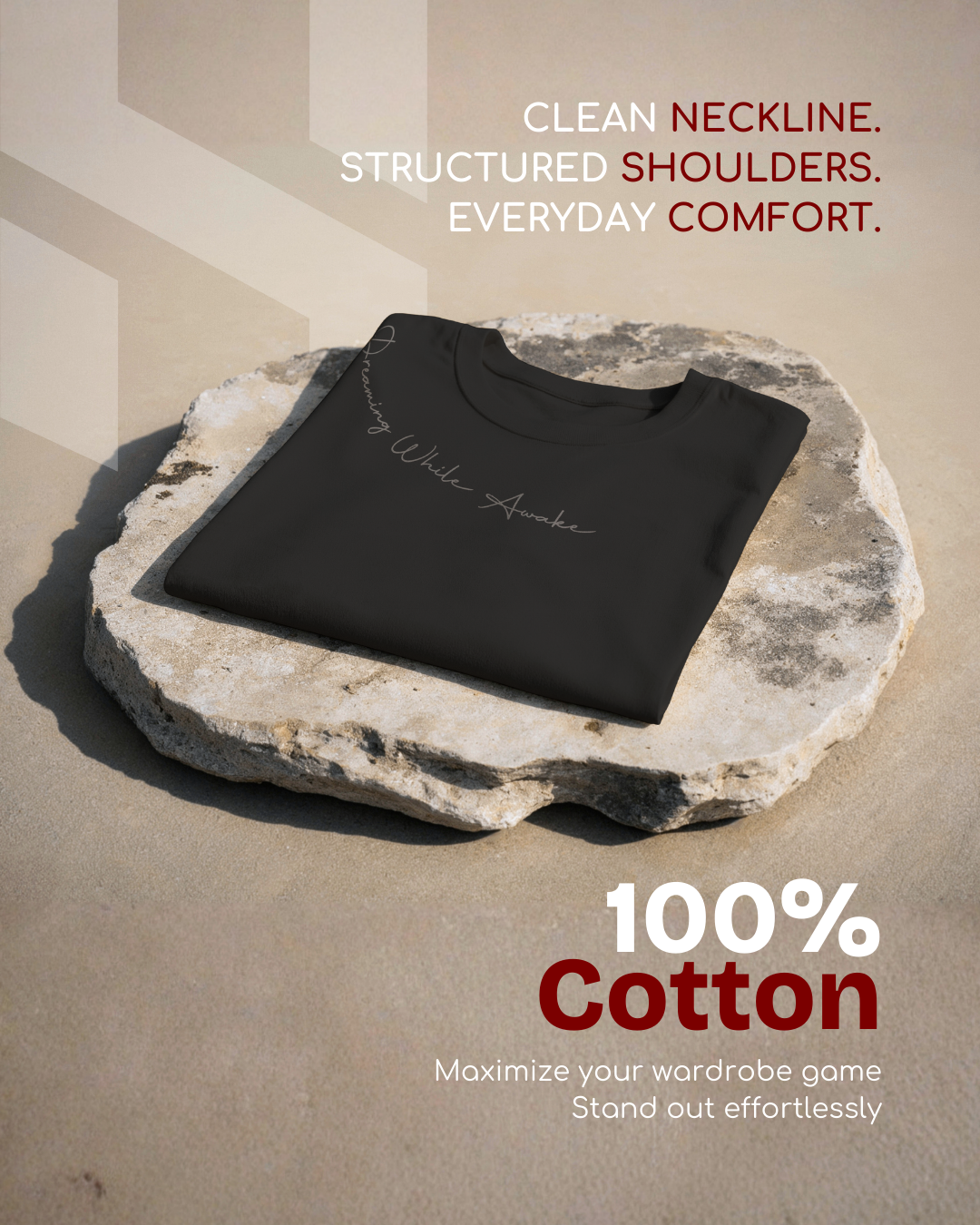 Humanica Charcoal Black Relaxed Fit Premium Cotton T-Shirt