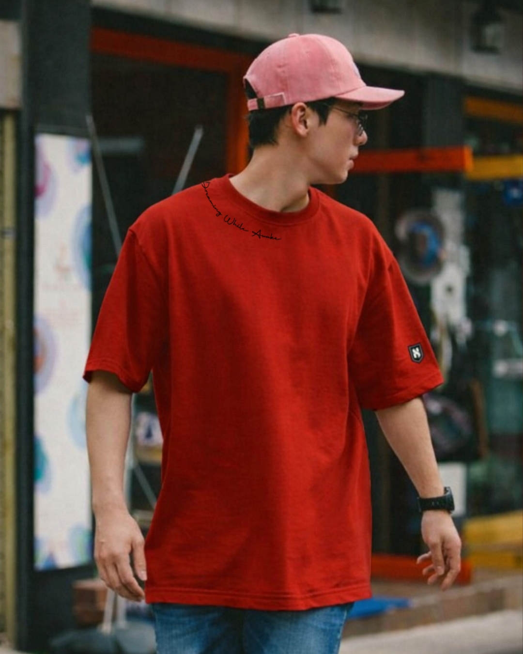 Humanica Blood Red Relaxed Fit Premium Cotton T Shirt