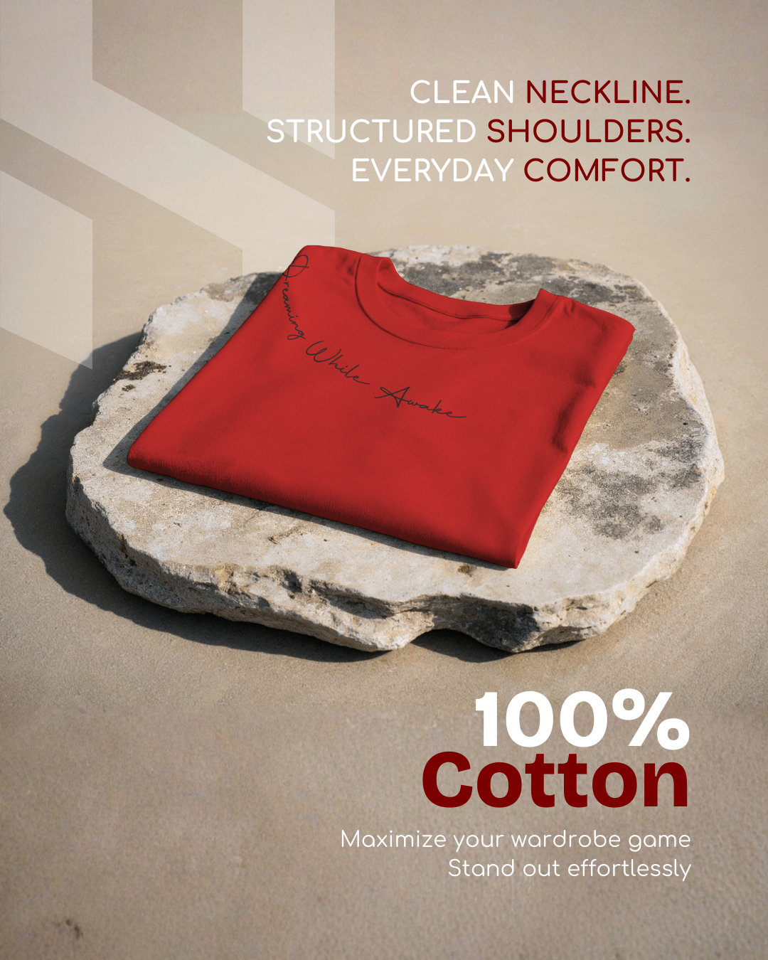 Humanica Blood Red Relaxed Fit Premium Cotton T Shirt