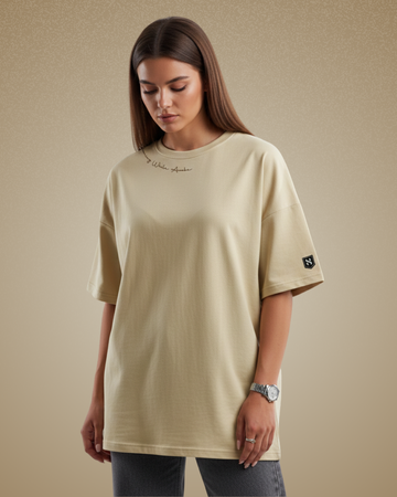 Humanica Warm Cream Relaxed Fit Premium Cotton T Shirt