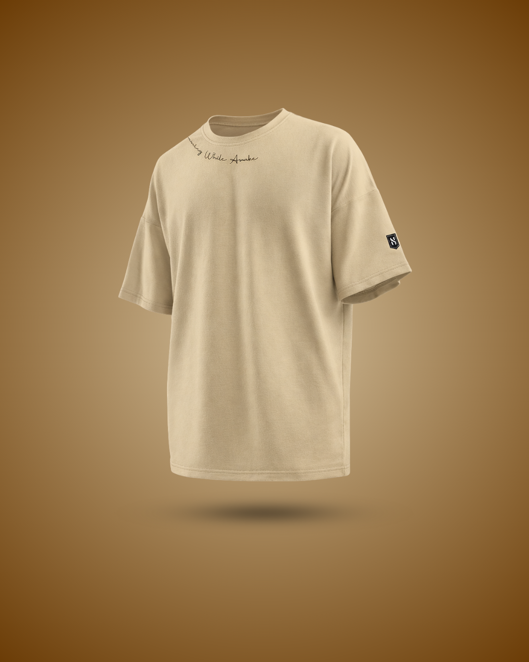 Humanica Warm Cream Relaxed Fit Premium Cotton T Shirt