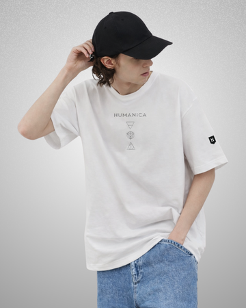 Humanica Branded Milk White Relaxed Fit Premium Cotton T Shirt