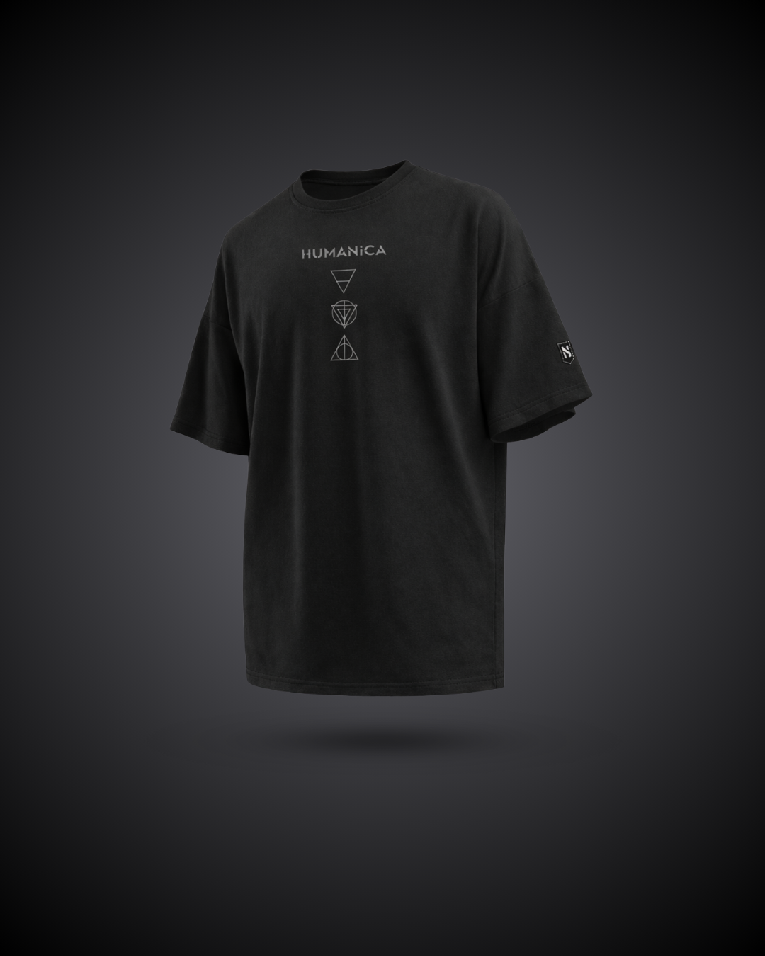 Humanica Branded Charcoal Black Relaxed Fit Premium Cotton T-Shirt