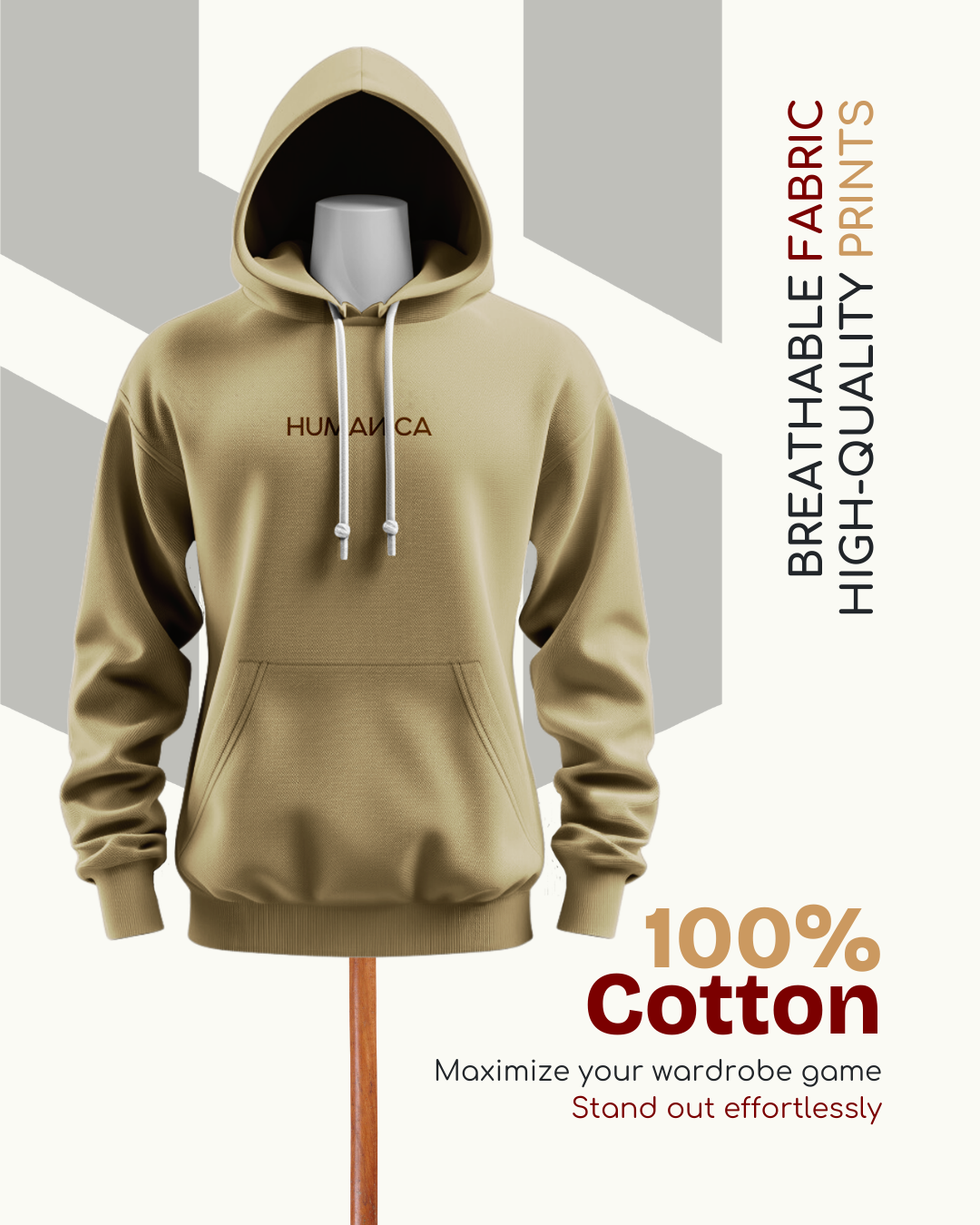 Humanica Desert Tan Unisex Premium Cotton Hoodie