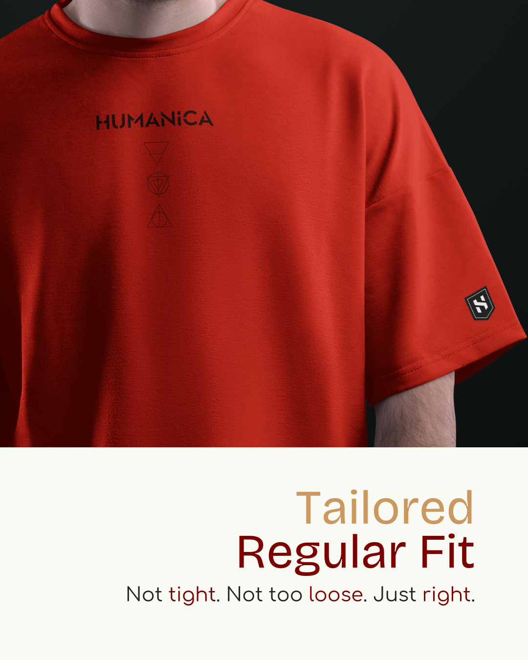 Humanica Branded Blood Red Relaxed Fit Premium Cotton T Shirt