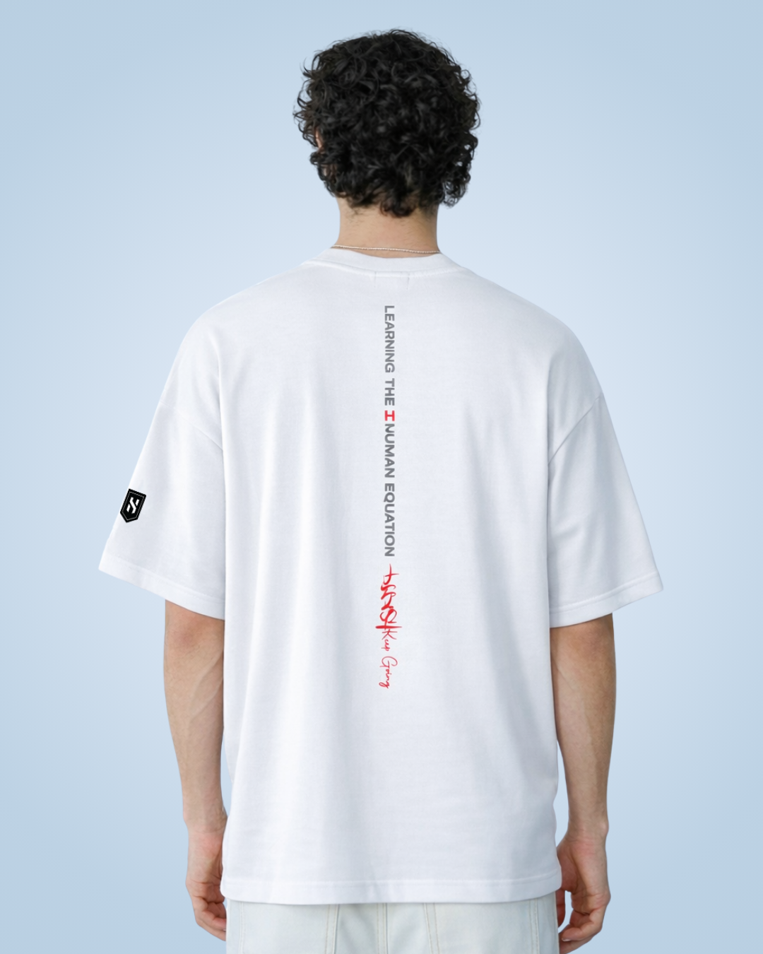 Humanica Branded Milk White Relaxed Fit Premium Back Printed Cotton T Shirt