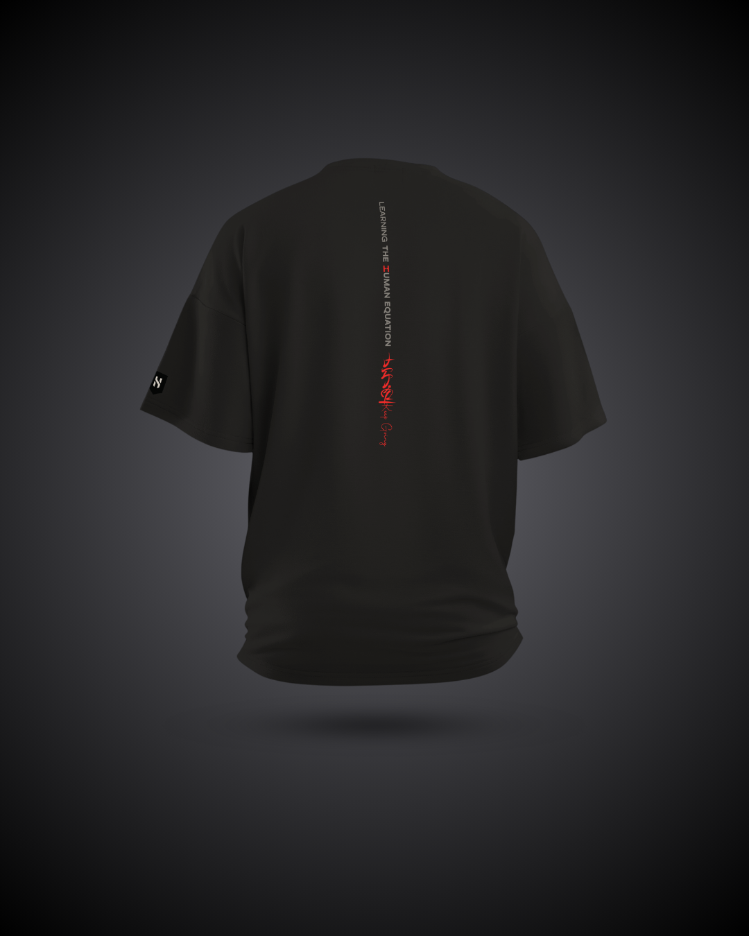 Humanica Branded Charcoal Black Relaxed Fit Premium Back Printed Cotton T-Shirt