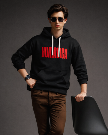 Humanica Dark Black Unisex Premium Cotton Hoodie