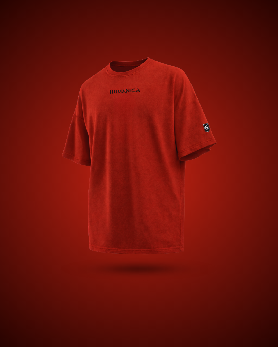 Humanica Branded Blood Red Relaxed Fit Premium Back Printed Cotton T Shirt