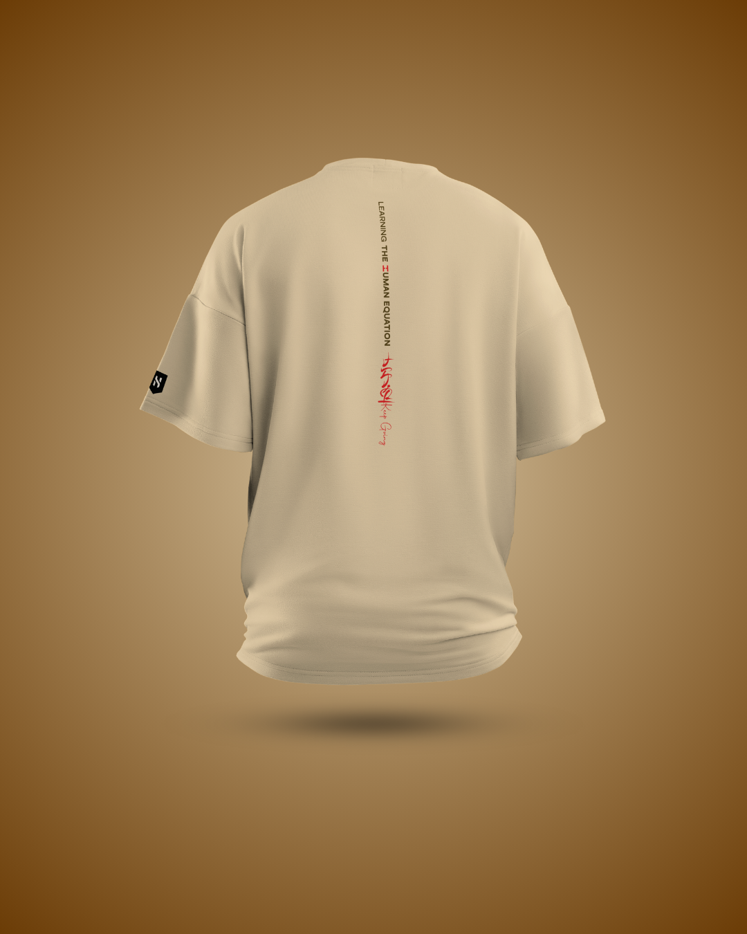 Humanica Branded Warm Cream Relaxed Fit Premium Back Printed Cotton T Shirt